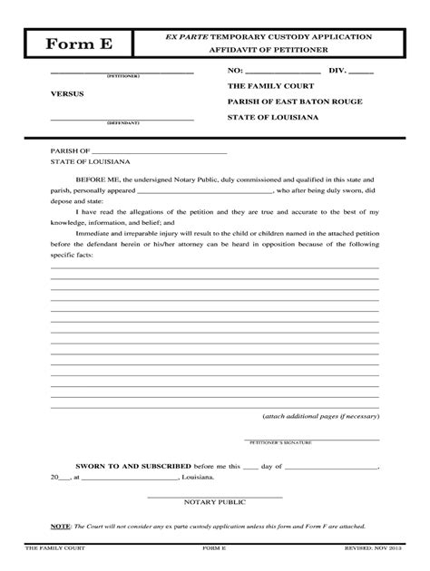 Generally, to establish or change a child custody order, it requires a parent to file a Request for Order (RFO) with California Judicial Council Form FL-300. . Ex parte emergency custody order louisiana